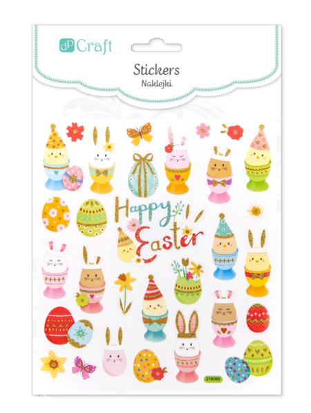 Naklejki brokatowe Wielkanocne Jajka Pisanki 29 szt.