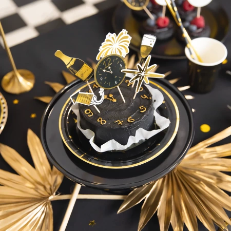 Dekoracja ciasta - pikery toppery Nowy Rok, Sylwester - 6 szt.