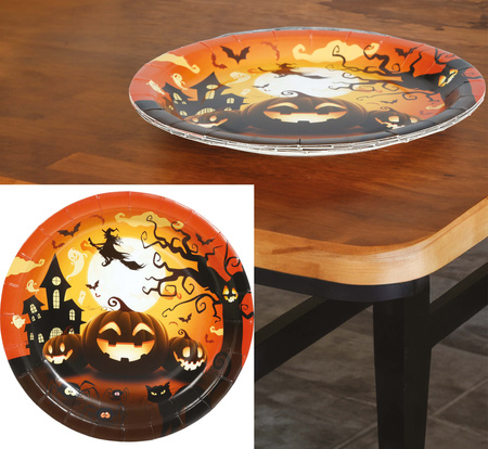 Talerzyki papierowe Dynia pomarańczowe HALLOWEEN 23 cm 6 szt.