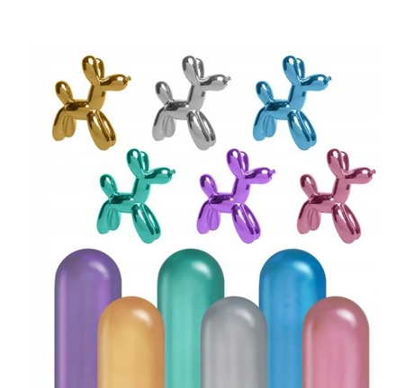 Balony do modelowania Chrome platynowe Q260 Beauty&Charm 50 szt. MIX