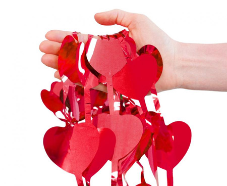 Kurtyna Party wisząca SERCA czerwone metaliczne 100x200cm