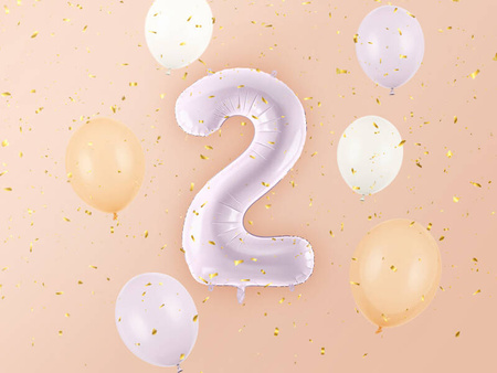 Balon foliowy CYFRA 2 pastelowy fioletowy 72 cm