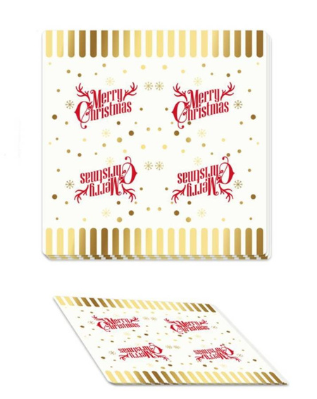 Serwetki świąteczne białe renifer Merry Christmas 10 szt.