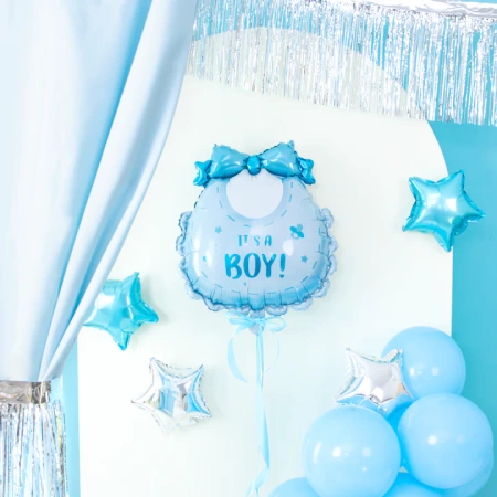 Balon foliowy Śliniak It's a boy Babyshower niebieski 53x62cm