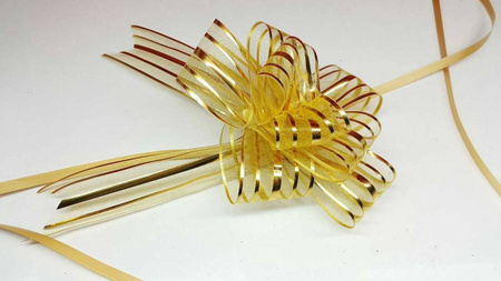 Kokarda ściągana do pakowania prezentów złota lub srebrna 1 szt.