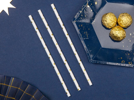 Słomki do picia w złote gwiazdki 10szt 19,5cm