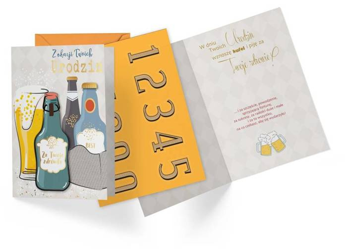 Kartka urodzinowa karnet DLA MĘŻCZYZNY wymienne cyferki