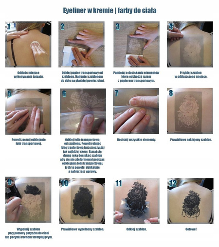 Szablony do tatuaży brokatowych zestaw startowy - Kwiaty motyle