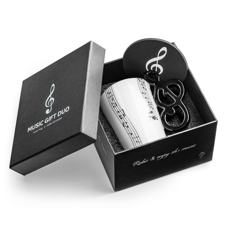 Zestaw muzyka duo - Kubek KLUCZ WIOLINOWY + podkładka