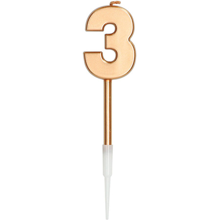 Świeczka urodzinowa na tort cyfra Brązowa Metaliczna 1 szt.