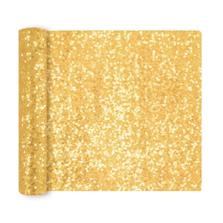 Bieżnik na stół cekinowy ZŁOTY 200 x 28 cm