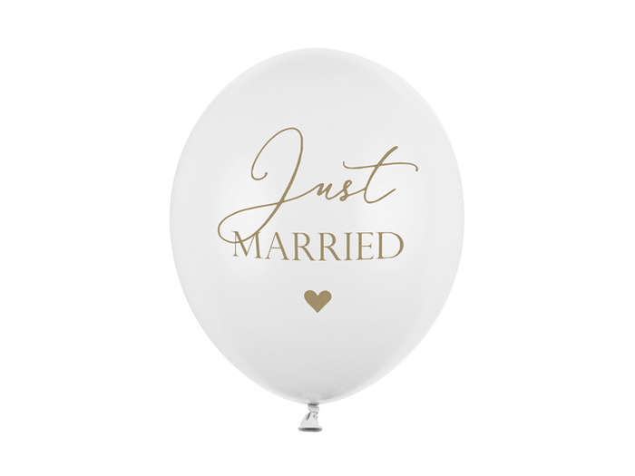 Balony z nadrukiem Just MARRIED ślubne 6 szt.
