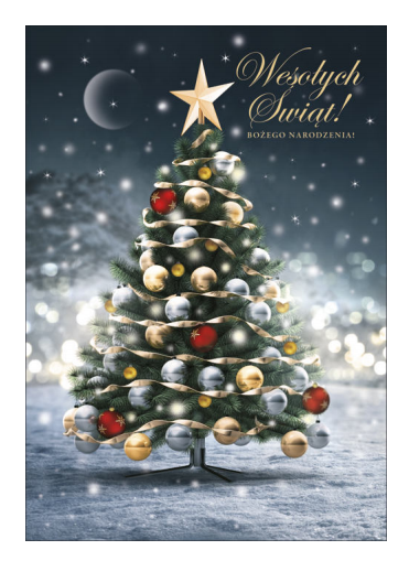 Kartka okolicznościowa Wesołych Świąt Bożego Narodzenia! choinka