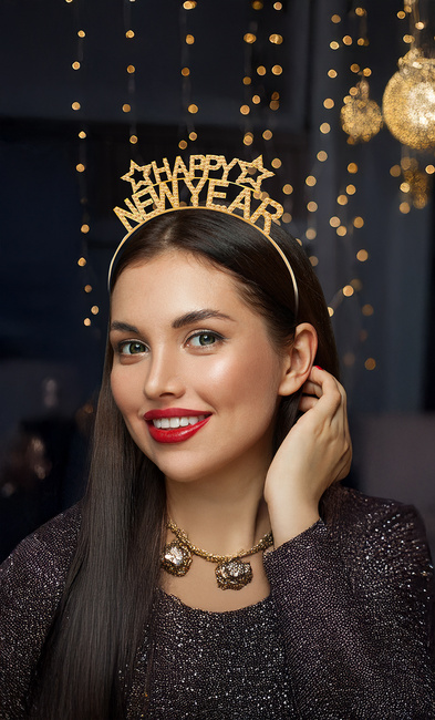 Opaska Happy New Year złota na Sylwestra
