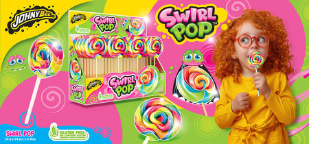 Okrągły, wielokolorowy lizak Mike Pop Swirl