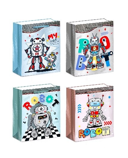 Torebka prezentowa Roboty 32x26x10 cm mix wzorów