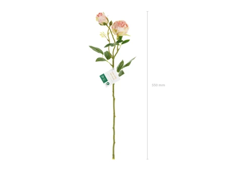 Sztuczny Kwiat - Róża z dwoma pąkami, 55 cm, jasny pudrowy róż