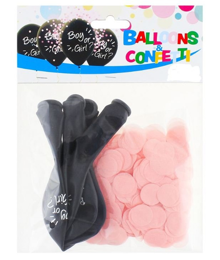Balony z konfetti Boy or Girl 12" 4 szt. dziewczynka