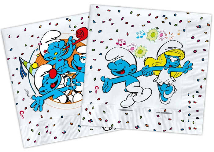 Serwetki papierowe kwadratowe Smerfy Konfetti 33cm 20 szt.