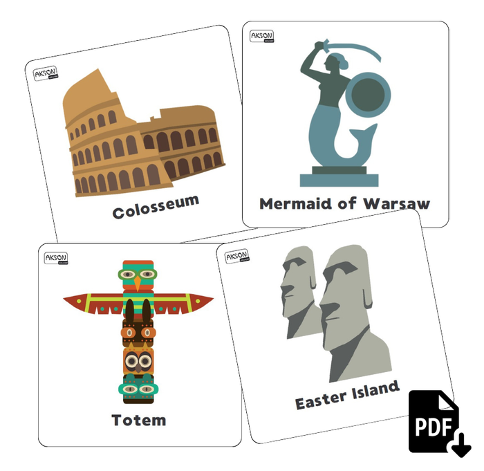 Karty pracy ZABYTKI po angielsku do wydruku PDF