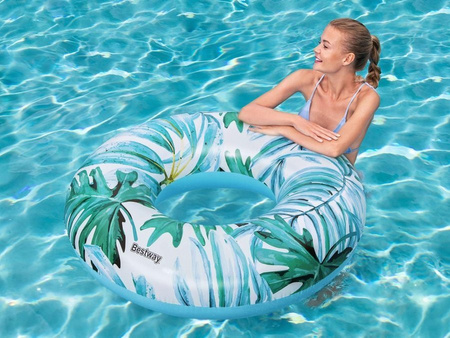 Koło dmuchane do pływania 119 cm tropikalne liście