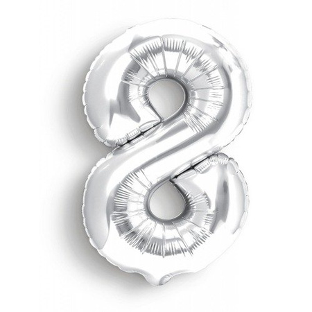 BALON foliowy CYFRA mała 40 cm SREBRNA