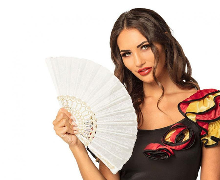 Wachlarz materiałowy złote zdobienia 083