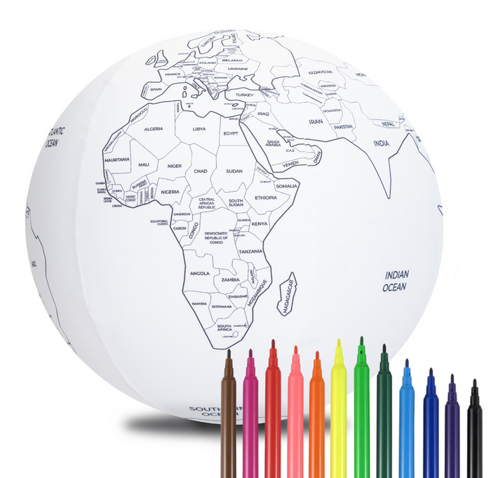 Piłka Balonowa Globus Państwa Świata do kolorowania ENG