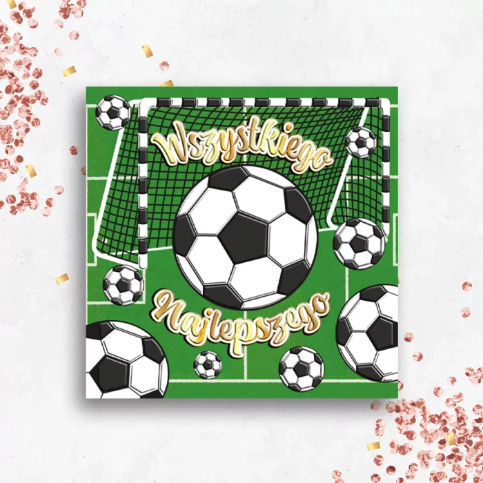 Kartka z życzeniami Wszystkiego Najlepszego Piłka nożna 1 szt.