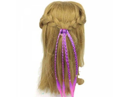 Gumka do włosów z kolorowymi warkoczami 45cm mix kolorów 1 szt.