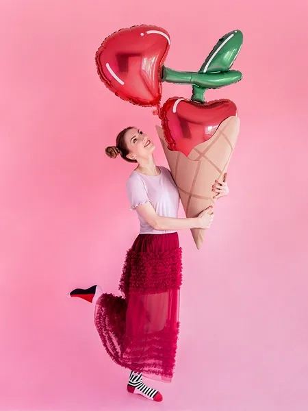 Balon foliowy czerwone wiśnie, 88x73cm 1 szt.