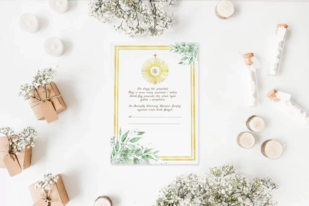 Pamiątka Pierwszej Komunii Świętej - życzenia w tubie