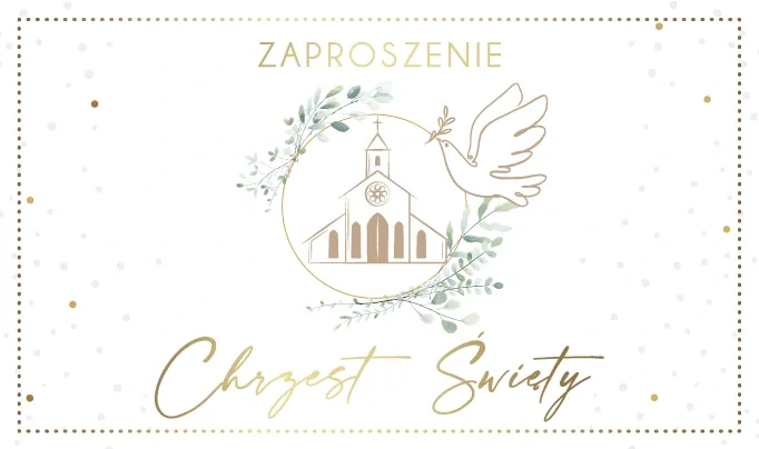 Zaproszenie na Chrzest Święty z gołębiem+koperta 1 szt.