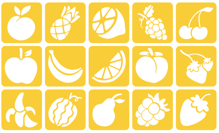 Szablony do tatuaży brokatowych ZESTAW 15 szt. mix Owoce
