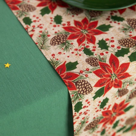 Bieżnik na stół świąteczny Gwiazda Betlejemska kwiat 275 x 28 cm