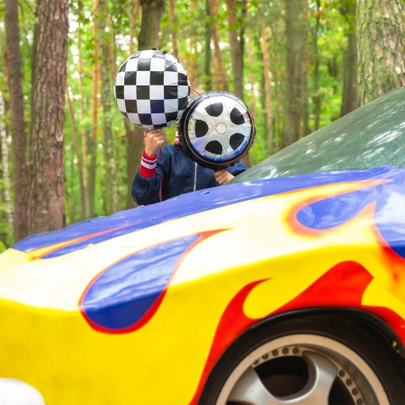 Balon foliowy okrągły Racing Car Flaga w szachownicę