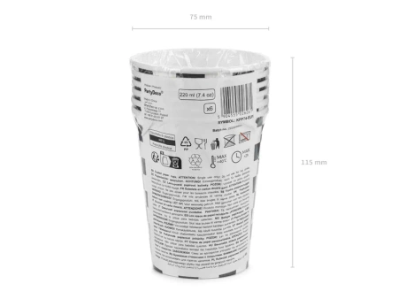 Kubeczki papierowe Szachownica Wyścigi 220 ml, 6 szt.