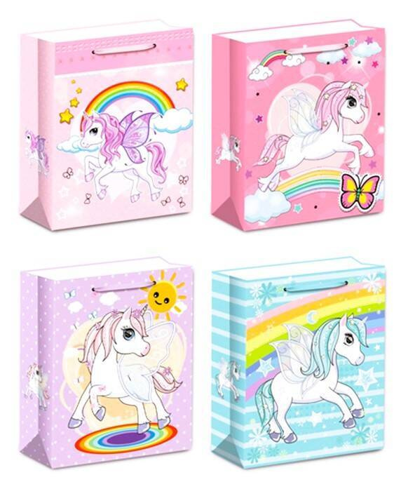Torebka prezentowa Jednorożec 32x26x10 cm MIX kolorów