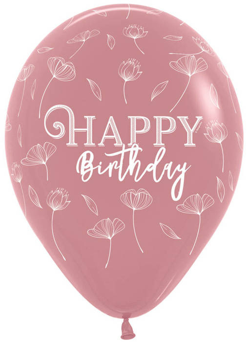 Balon Sempertex Happy Birthday Blossom Rosewood 12 cali 1 szt. mix