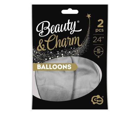Balon kula platynowy srebrny Beauty&Charm Chrome (Shiny, Glossy) 24 cale 2 szt.