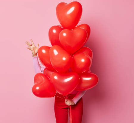 SERCE czerwone balony gumowe + napis love Zestaw Walentynki