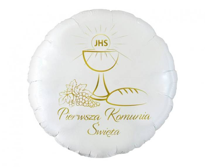 Balon foliowy Pierwsza Komunia Święta okrągły (kielich) 18"