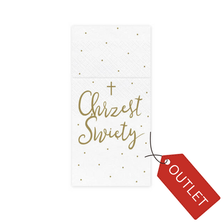 Kieszonki na sztućce etui serwetki papierowe ''Chrzest Święty'', białe 6 szt.- OUTLET- uszkodzona 1 serwetka