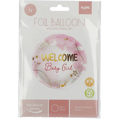 Balon Foliowy Baby Shower - Girl Dziewczynka 45 cm różowy
