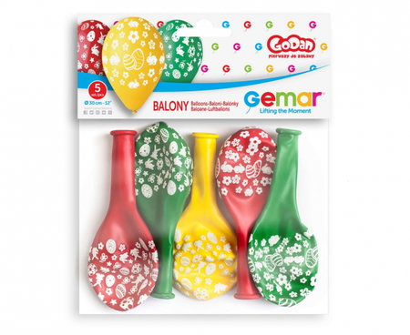 Wielkanocne balony gumowe Happy Easter 12" 5 szt.