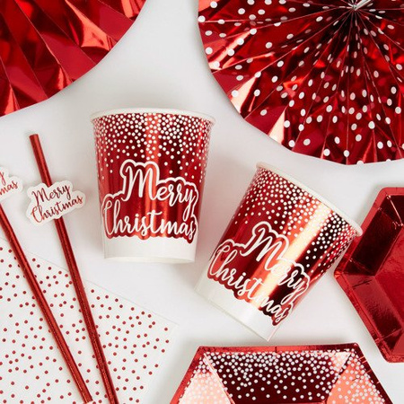 Serwetki białe w czerwone kropeczki 33 x 33 cm 16szt