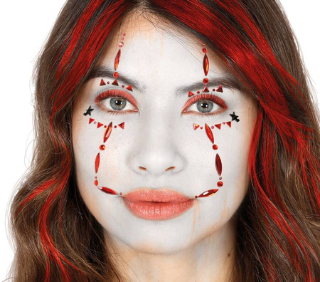 Blingi Naklejki brokatowe na twarz - Klaun