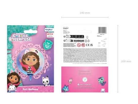 Balon foliowy Koci Domek Gabi okragły z falbanką średnica 52 cm