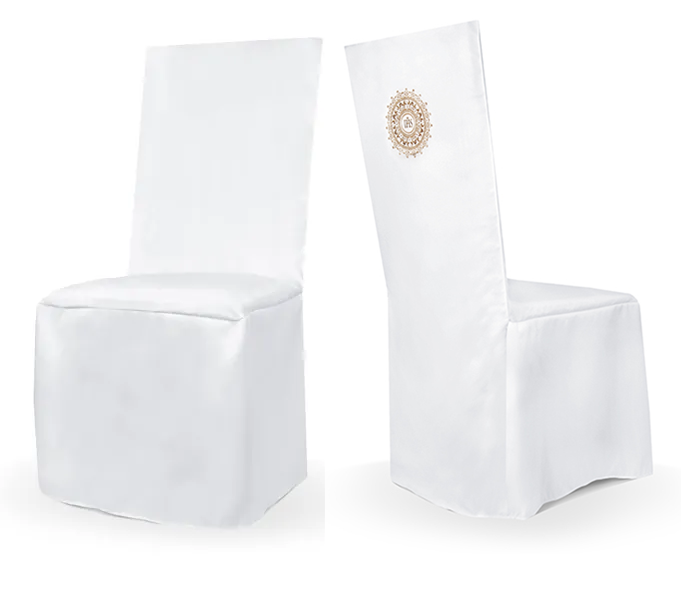 Pokrowiec na krzesło komunijny IHS biały