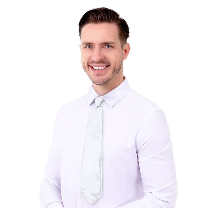 Krawat satynowy biały 45 cm